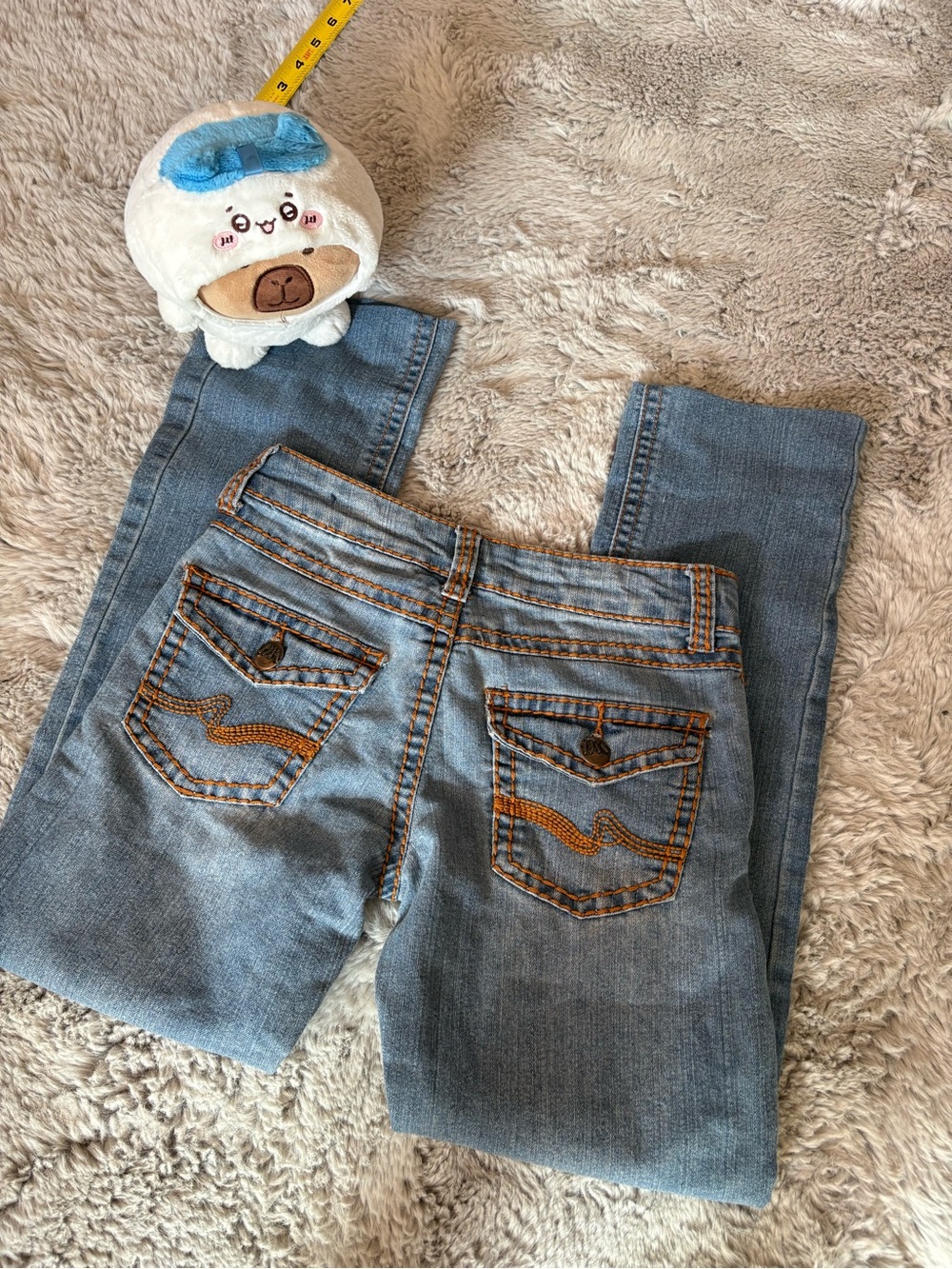VIP Low Rise Blue Jeans with Flap Pockets Size 3/4